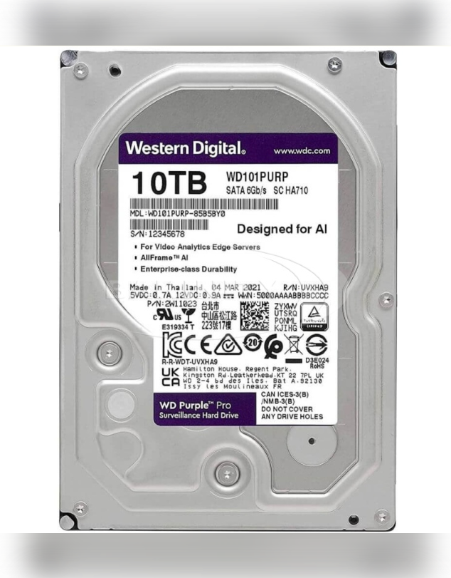 Sərt disk WD PURPLE 10TB 24/7 (WD102PURZ-85BXPYO)